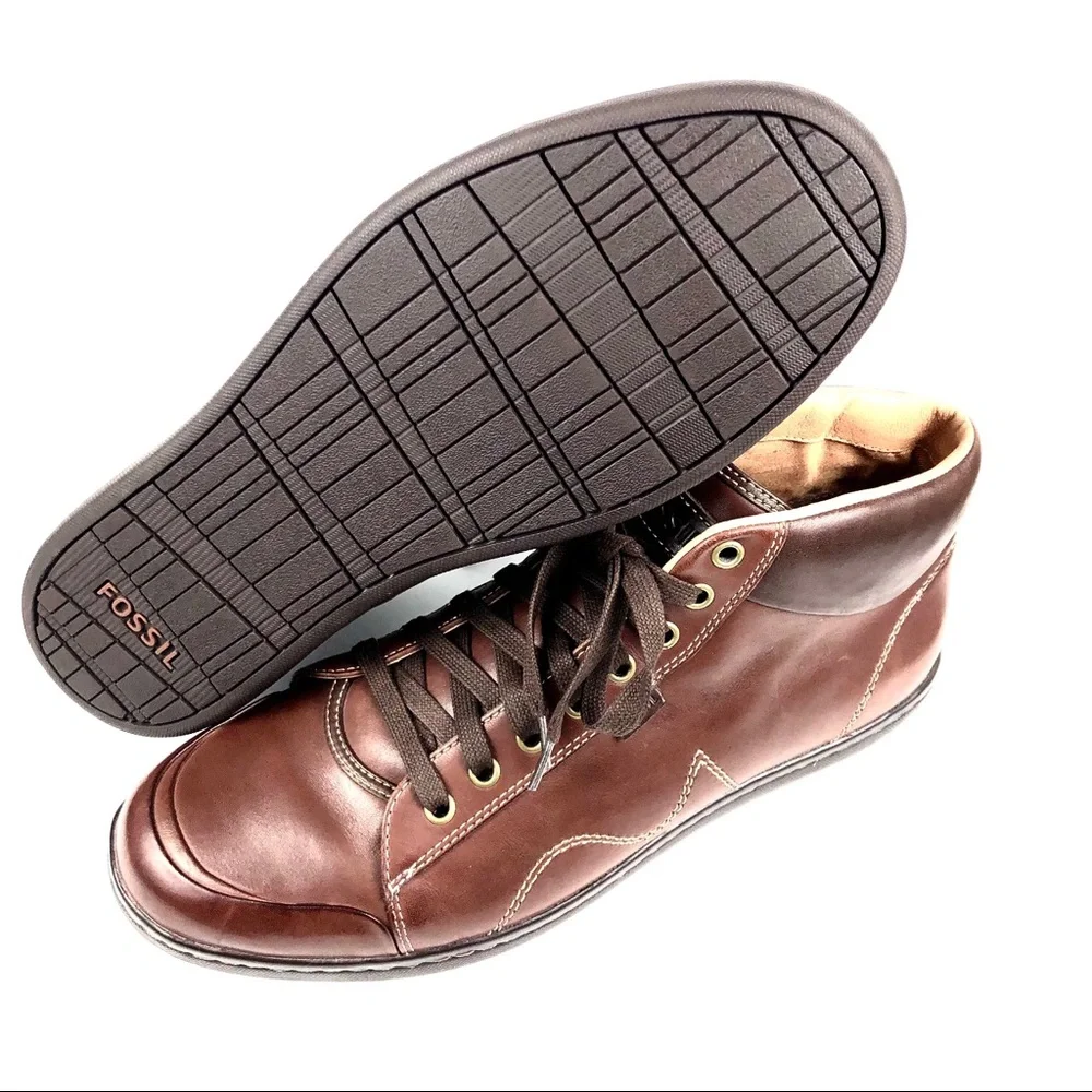 Fossil Mens Brown Leather Lace Up Boot Shoe Sz 12M